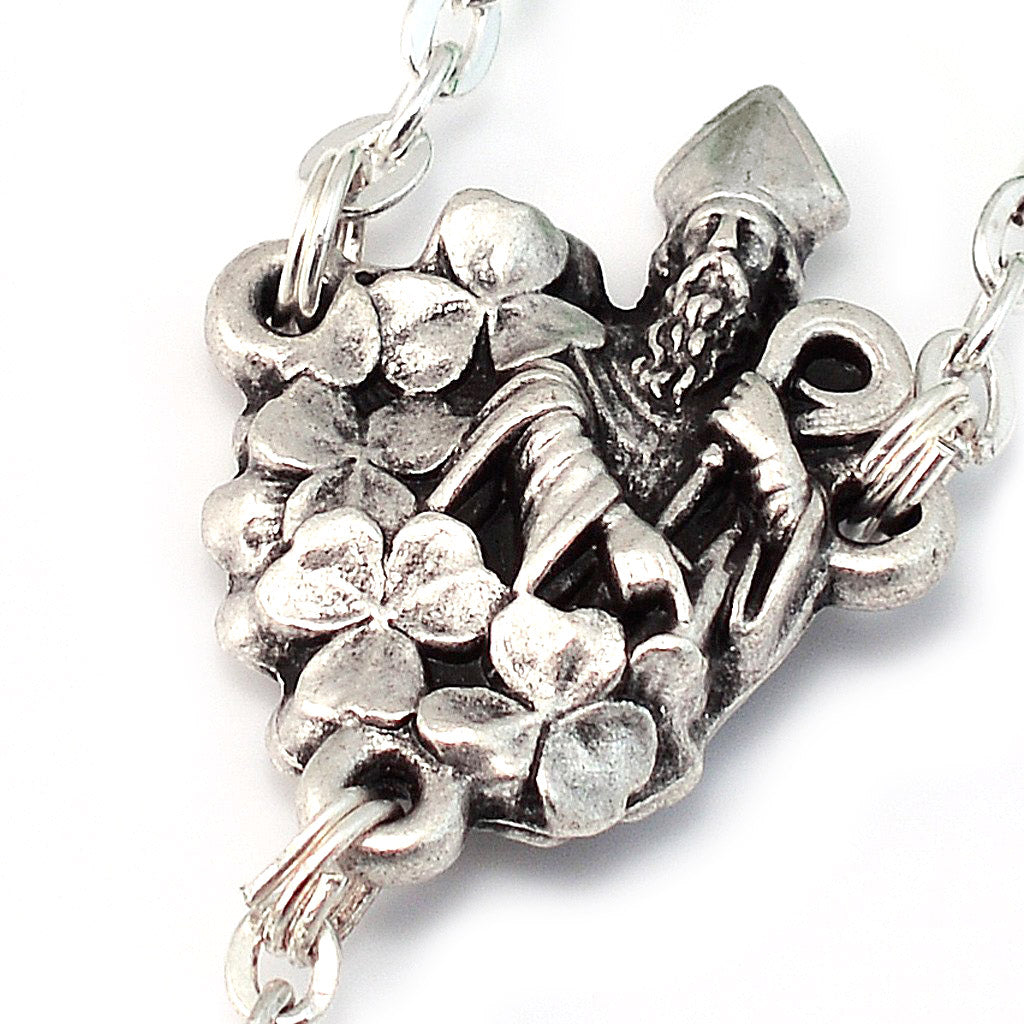 Saint Patrick Malachite &amp; Silver Rosary