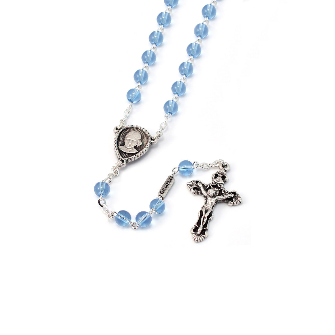 Saint Jacinta Marto Sky Blue &amp; Silver Rosary