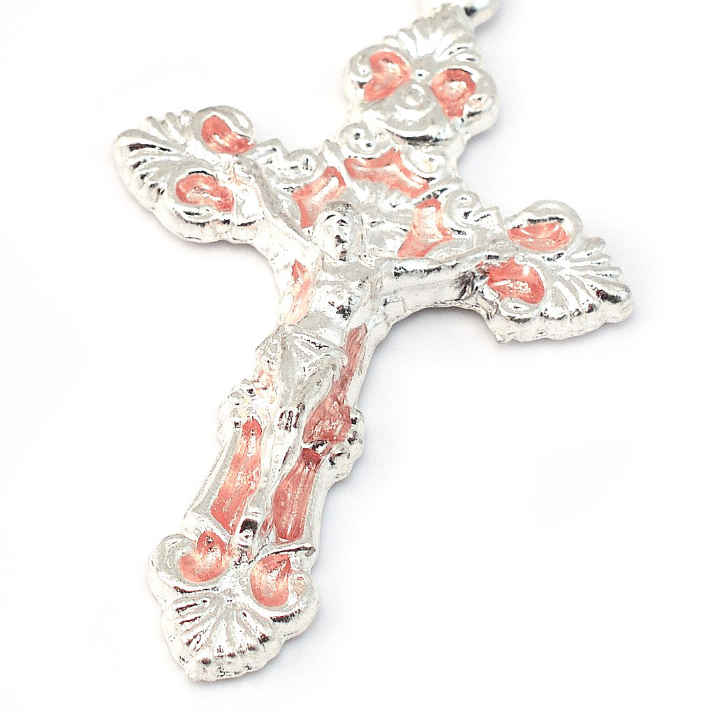 Mary&#39;s Motherly Love Collection Blush &amp; Silver Rosary - 8mm