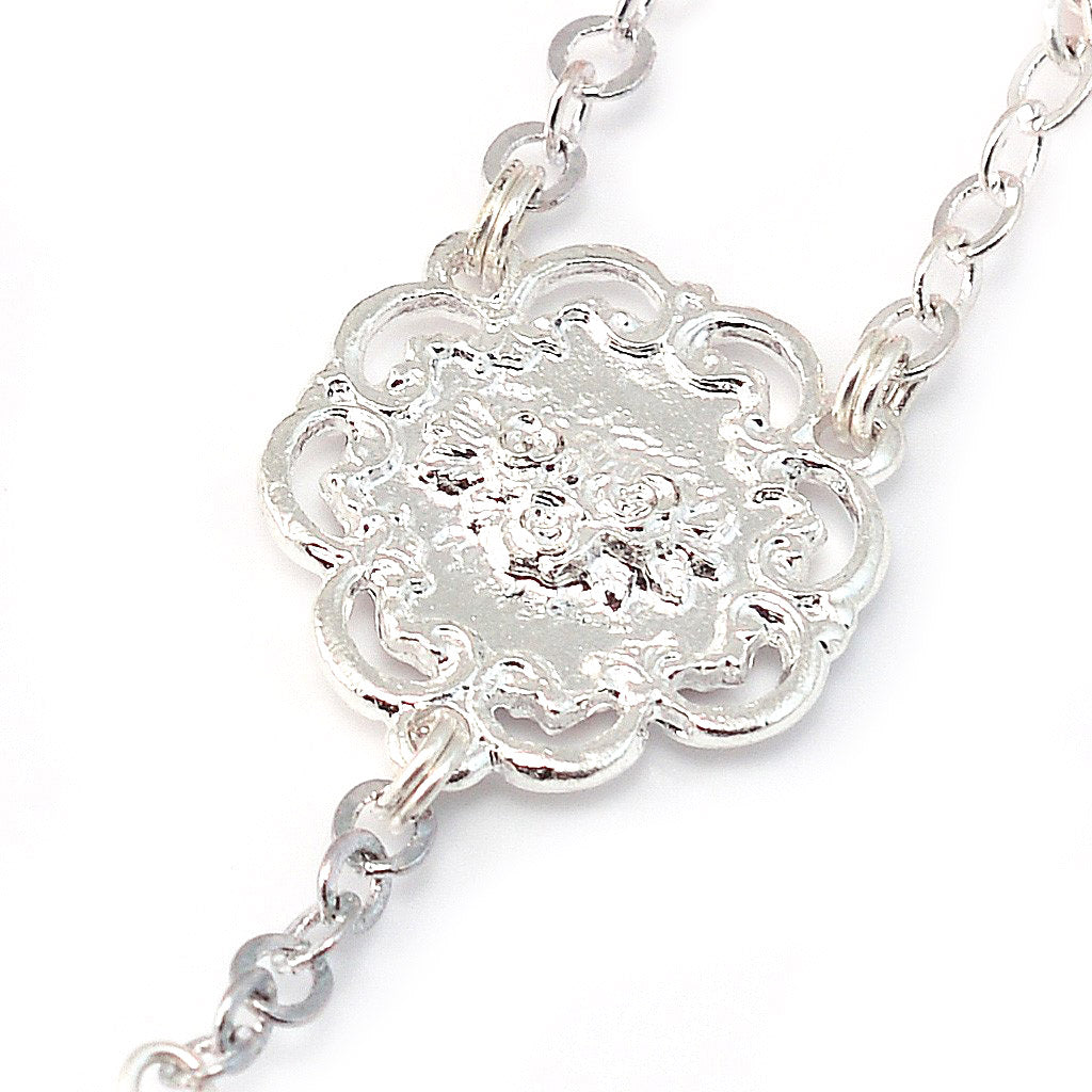 Mary&#39;s Motherly Love Collection Blush &amp; Silver Rosary - 8mm