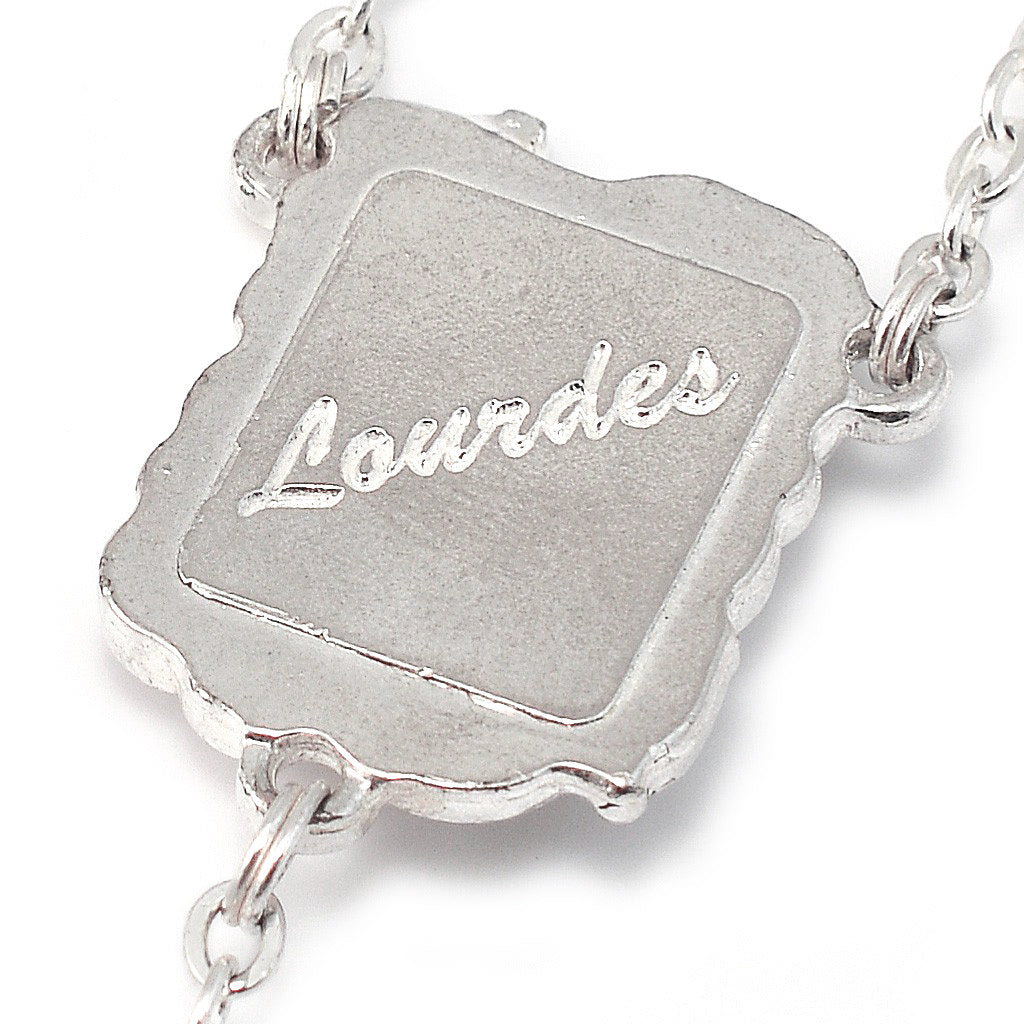 Lourdes Lily White, Red &amp; Silver Enameled Rosary
