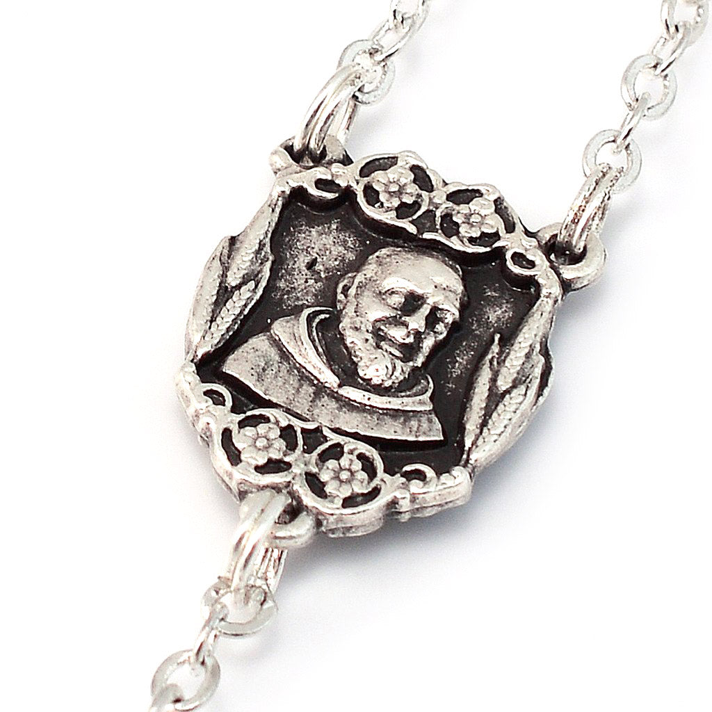 Rosario argentato San Pio da Pietrelcina