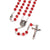 Saint Pio of Pietrelcina Rosary in Antique Silver with Red Beads