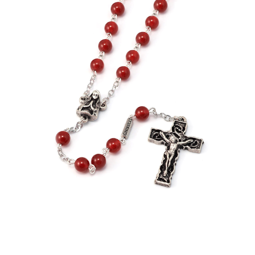 Lourdes Grotto Red Agate Rosary