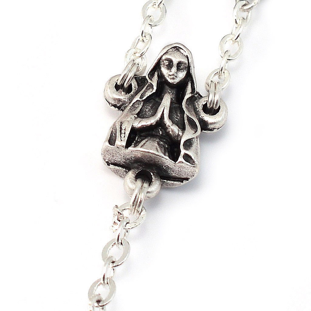 Lourdes Grotto Mauve &amp; Silver Aurora Borealis Rosary