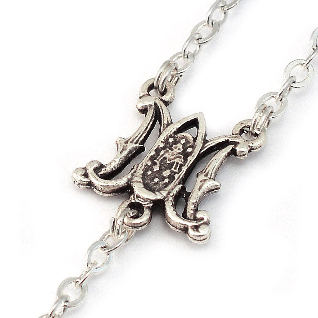 Annunciation Rosary, Wood &amp; Silver, Miraculous Medal