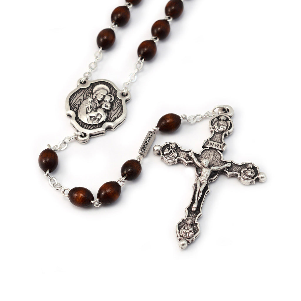 Saint Joseph Rosary in Silver