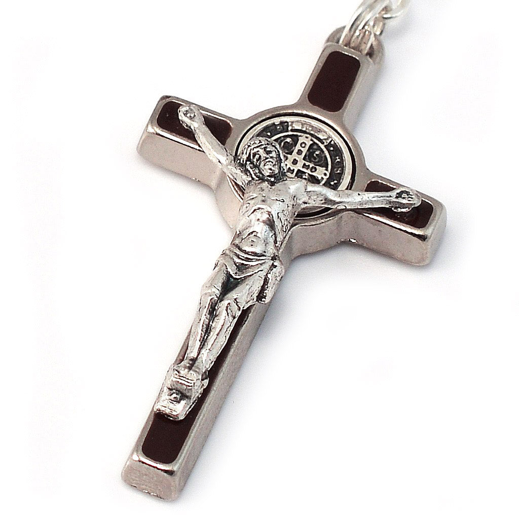Saint Benedict Rosary with Italian Wood &amp; Silver