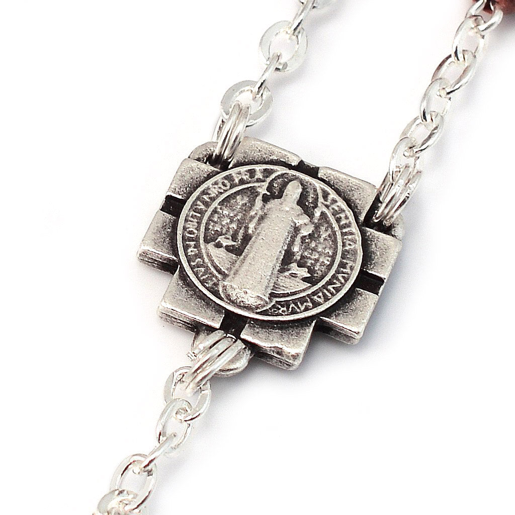 Saint Benedict Rosary with Italian Wood &amp; Silver