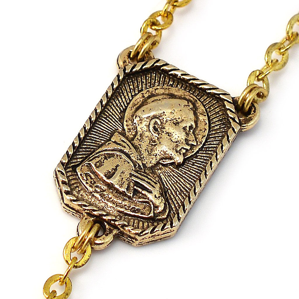 Saint Francis and Saint Clare of Assisi Gold Rosary