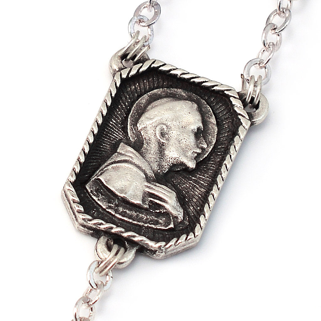 Saint Francis and Saint Clare of Assisi Rosary Black Wood &amp; Silver