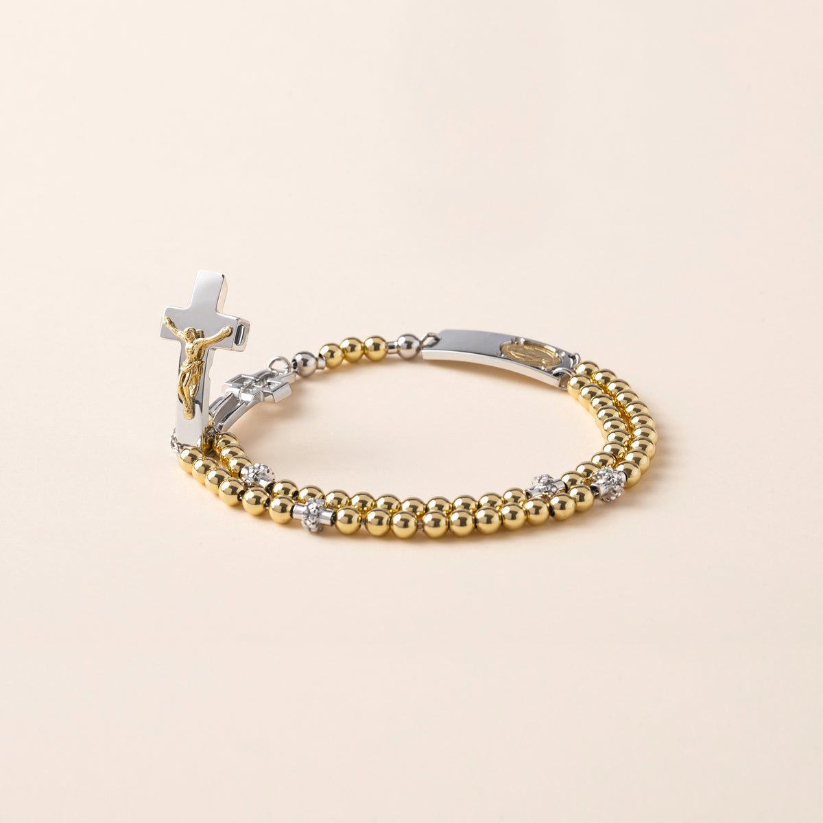 Rosalet Modern bracelet with matte gold beads and shiny gold Pater