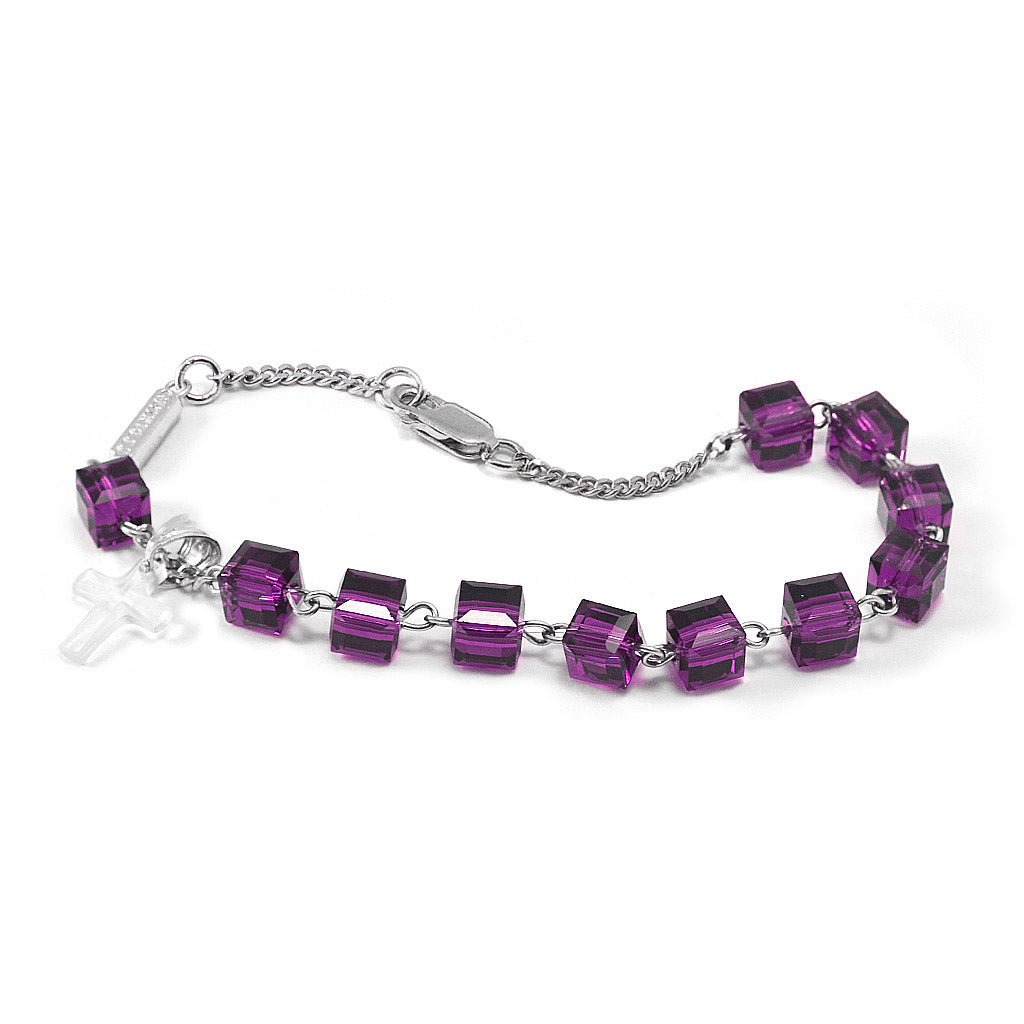 AMETHYST CRYSTAL BRACELET WITH STERLING SILVER