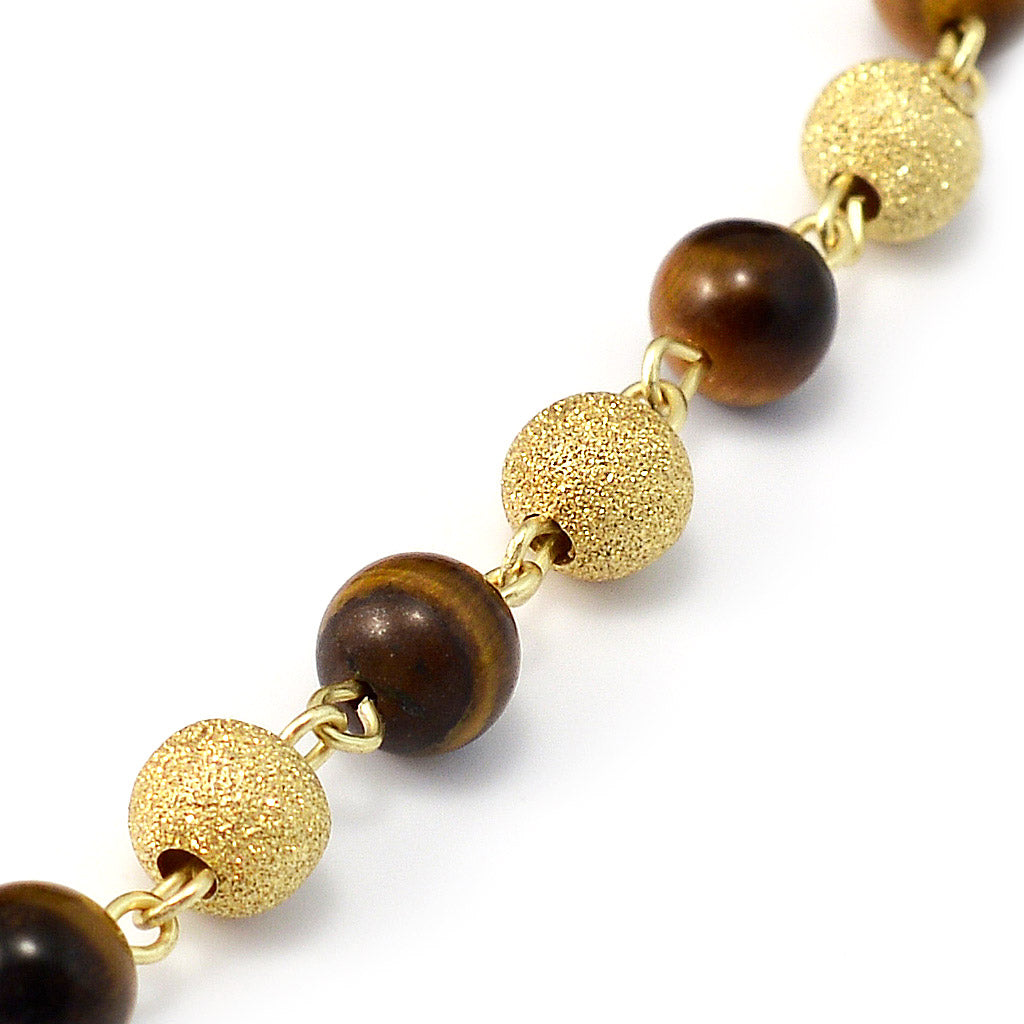 Precious Tiger&#39;s Eye &amp; Gold Bracelet