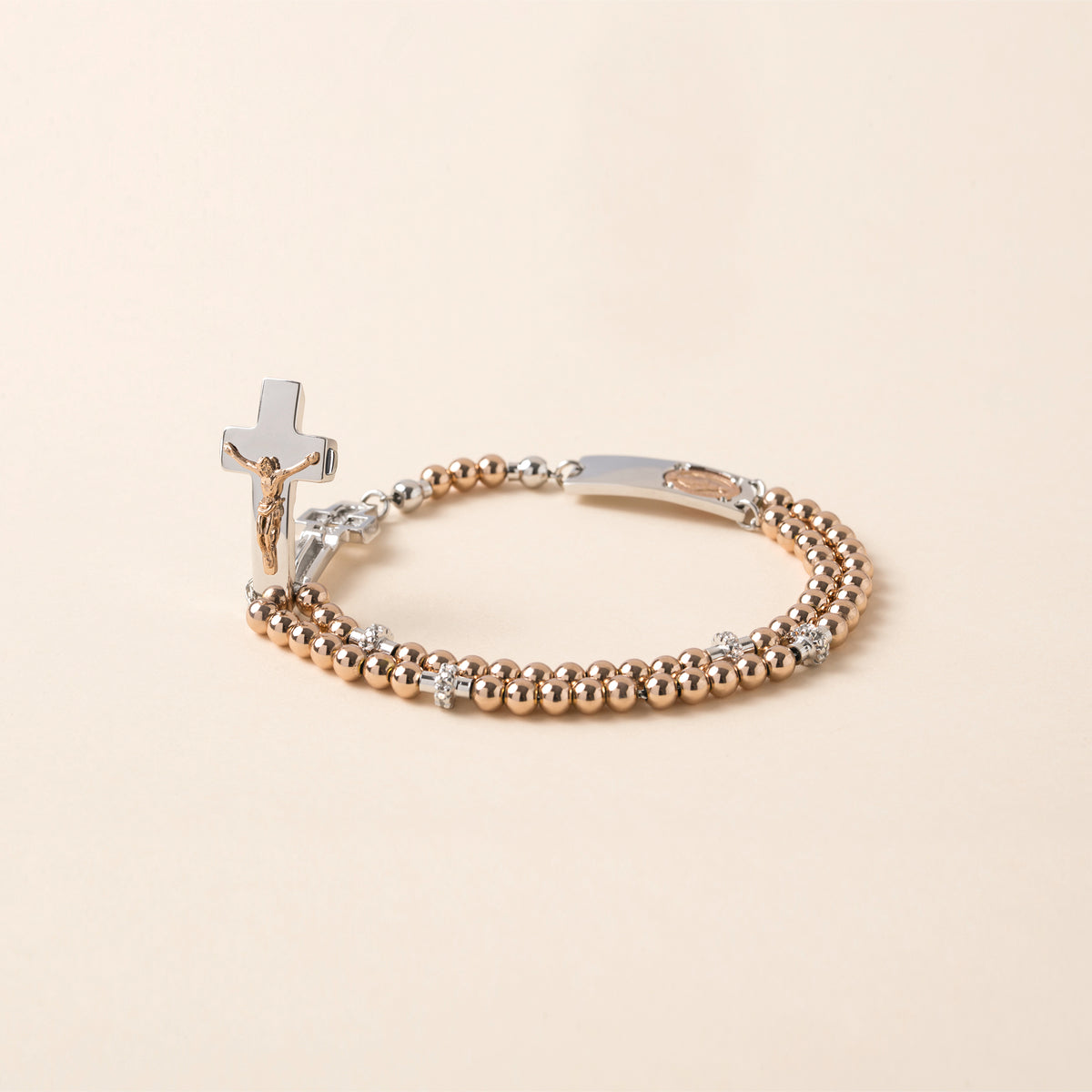 Sterling silver crucifix clasp with rose gold finish