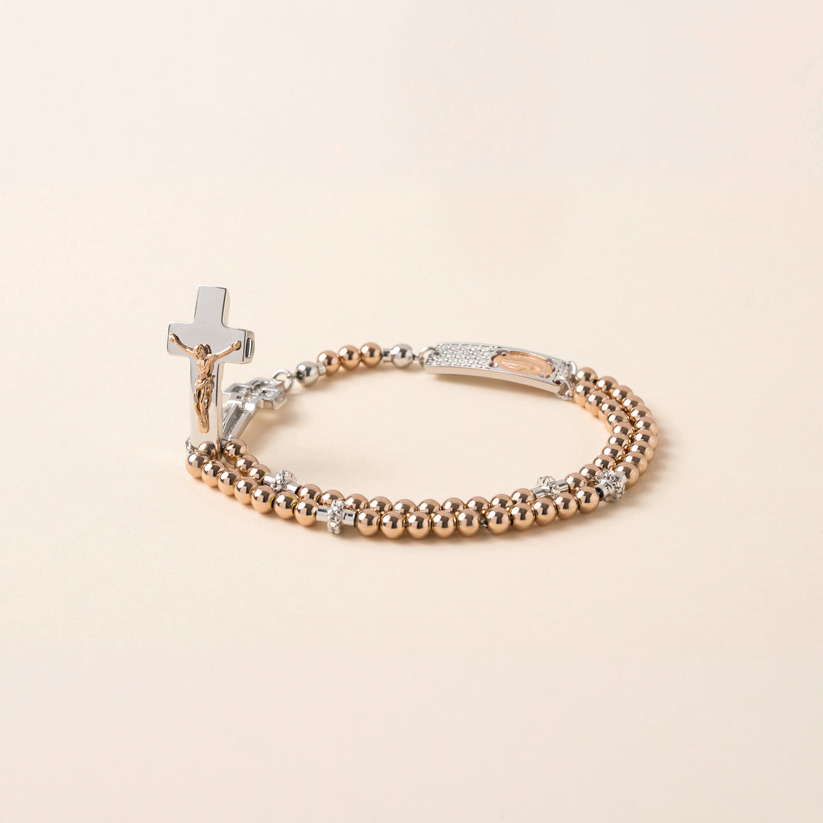 Rosalet traditional bracelet with rose gold and zircon pavé