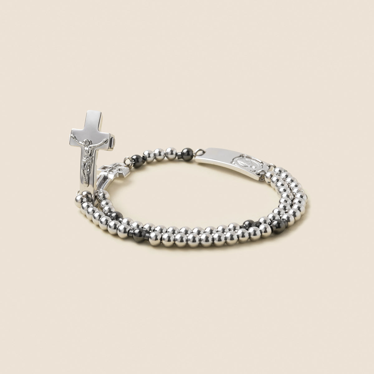 Sterling silver crucifix clasp with rhodium finish