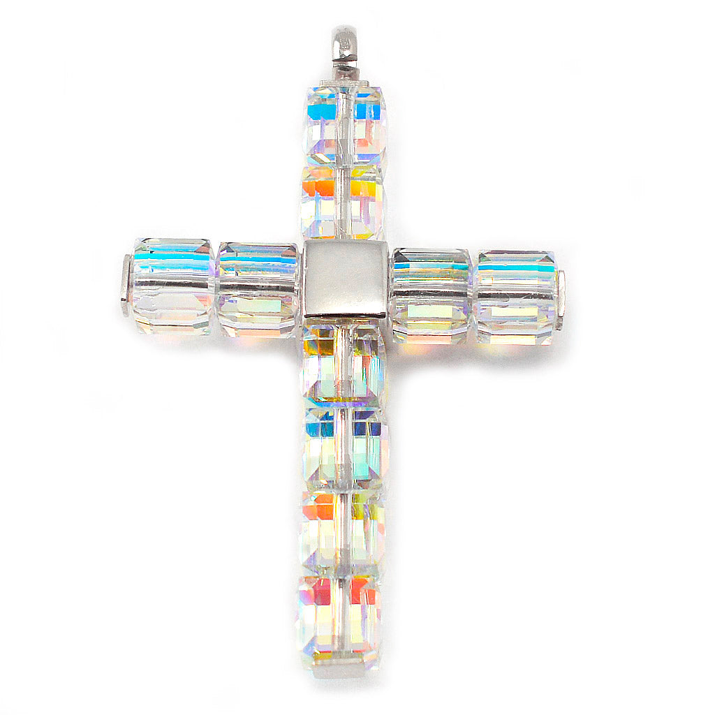Aurora Borealis Crystal Rosary with Sterling Silver