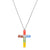Multicolor Crystal Cross Pendant with Sterling Silver