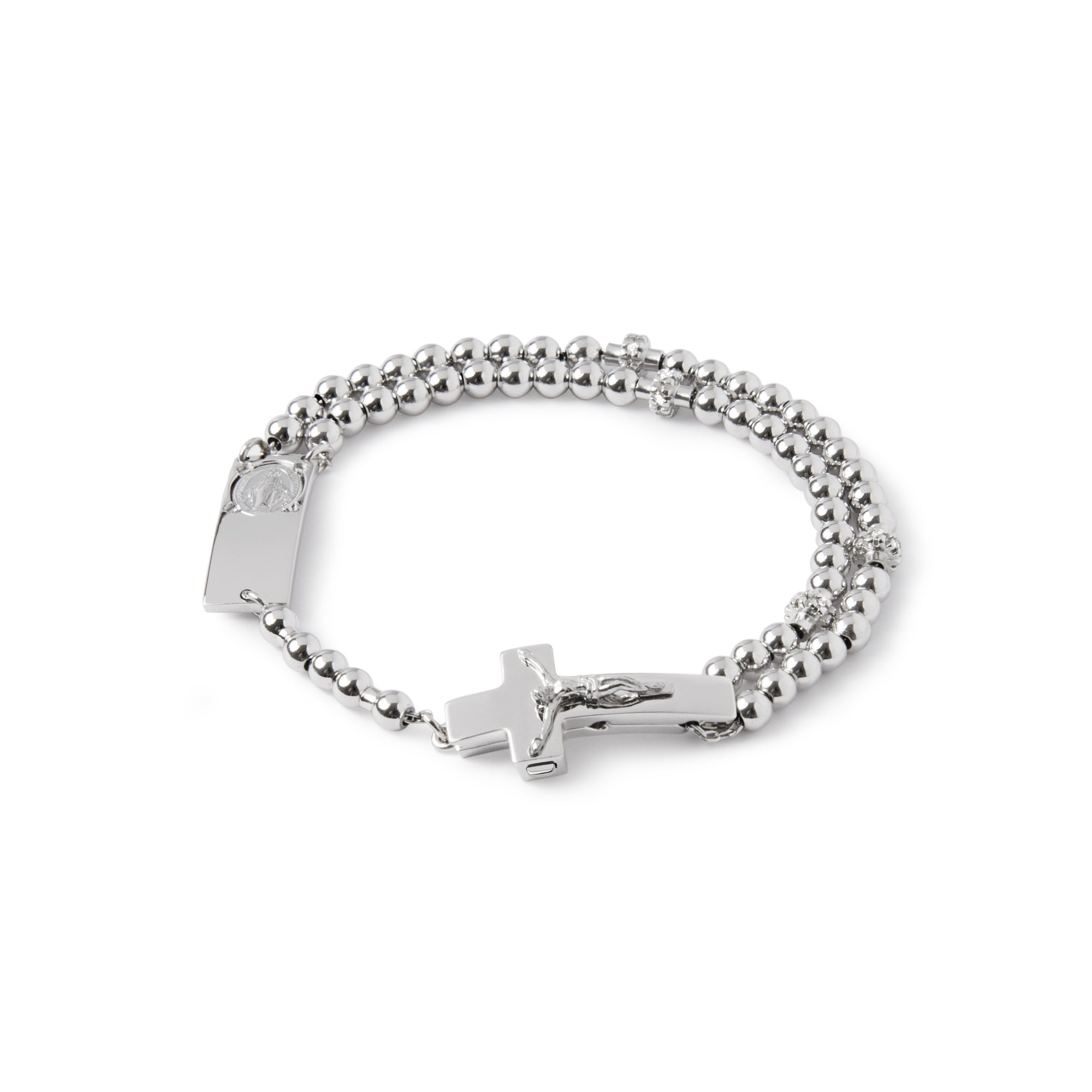 ROSALET® ROUND RHODIUM BEADS,  STERLING SILVER & PAVE PATER, TRADITIONAL