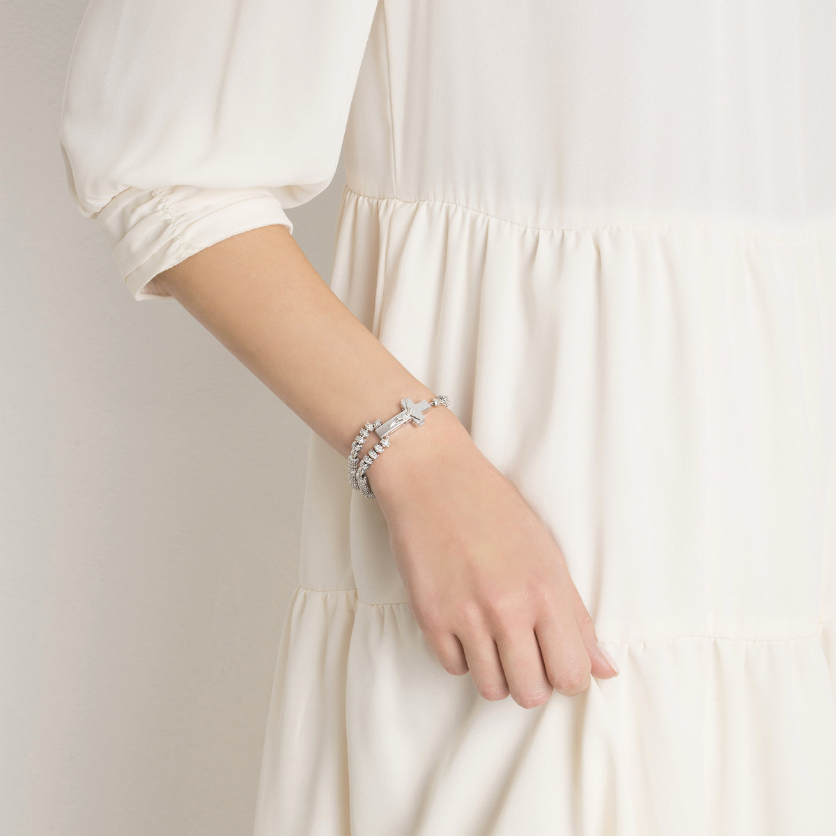 Ghirelli Rosalet Traditional with pavé rhodium finish and charm