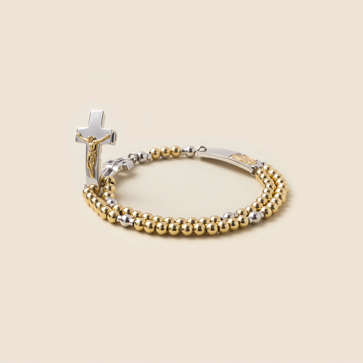 Sterling silver Rosalet with gold-plated crucifix clasp design
