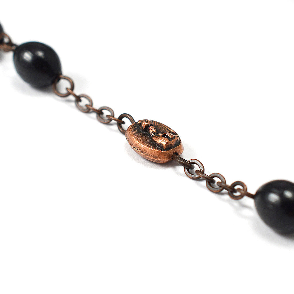 Our Lady of Fatima Rosary with Italian Wood Black Beads