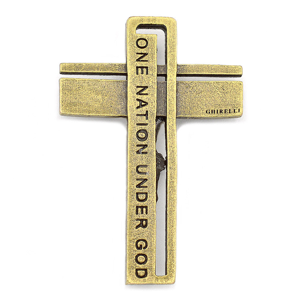 Handmade bronze rosary with crucifix inscribed “One Nation Under God”