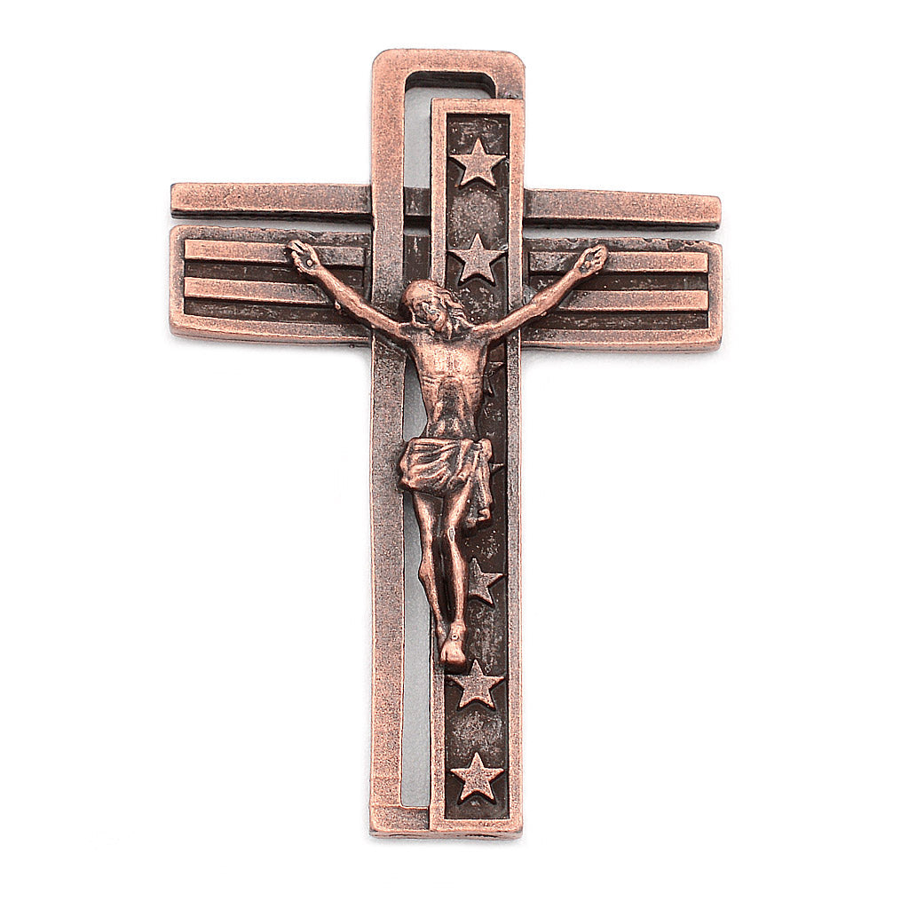 USA Rosary in copper finish with black glass beads