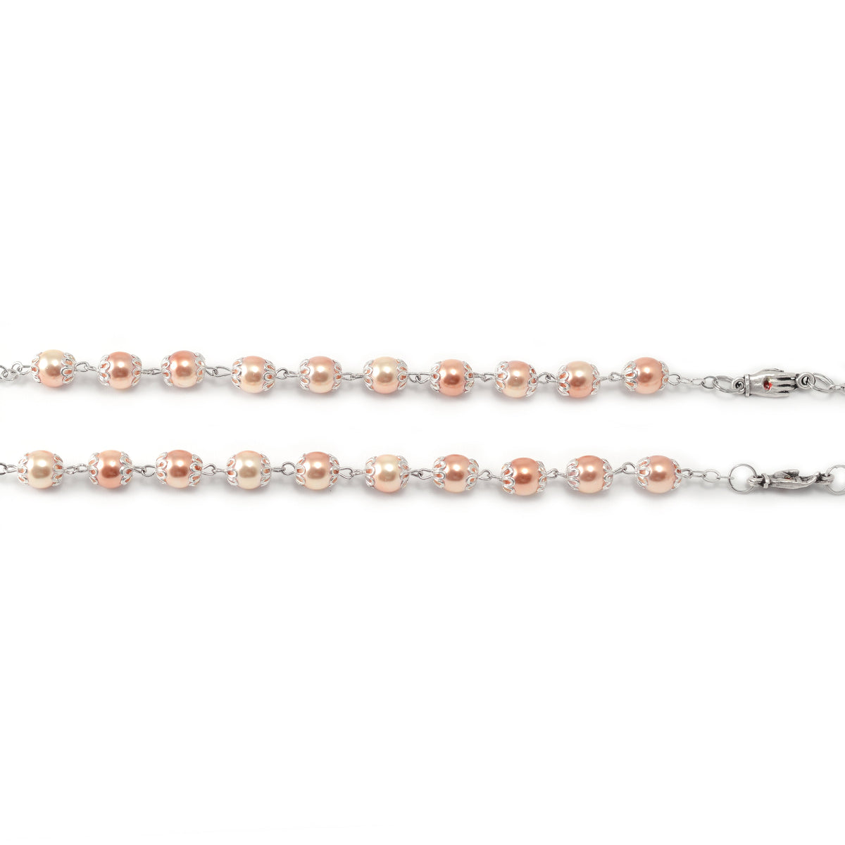 Saint Pio anniversary rosary with pink pearl Bohemian glass beads