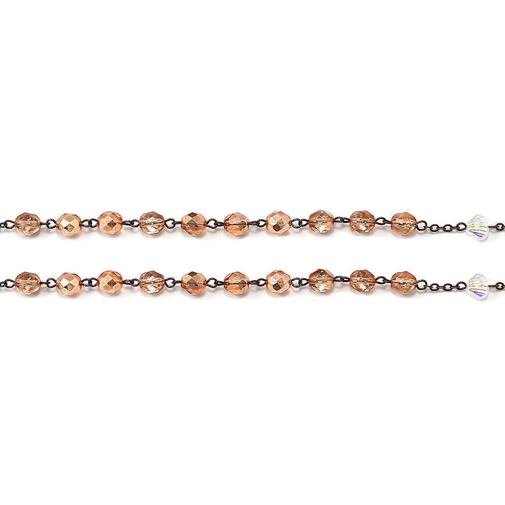 Handmade rosary from Italy with copper crystal reflections