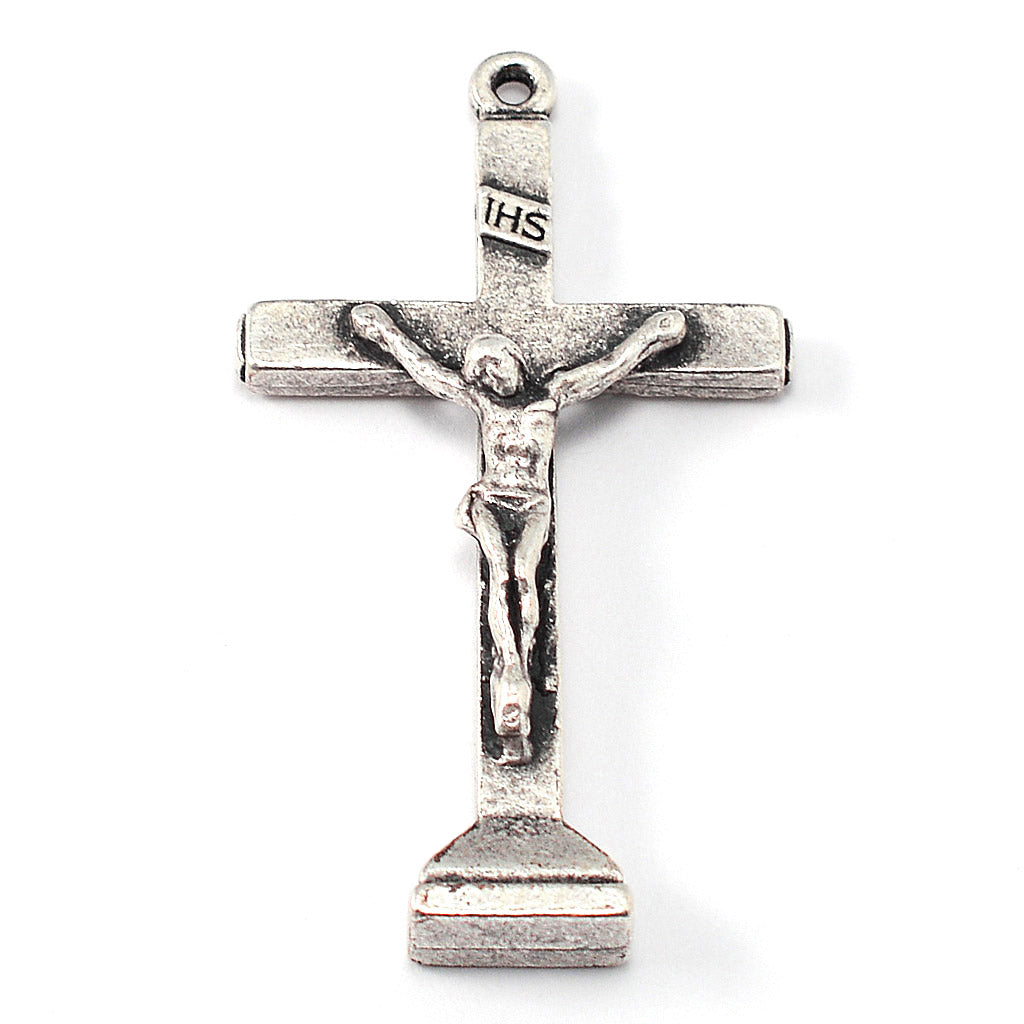 Medjugorje Queen of Peace rosary with aqua crystal beads