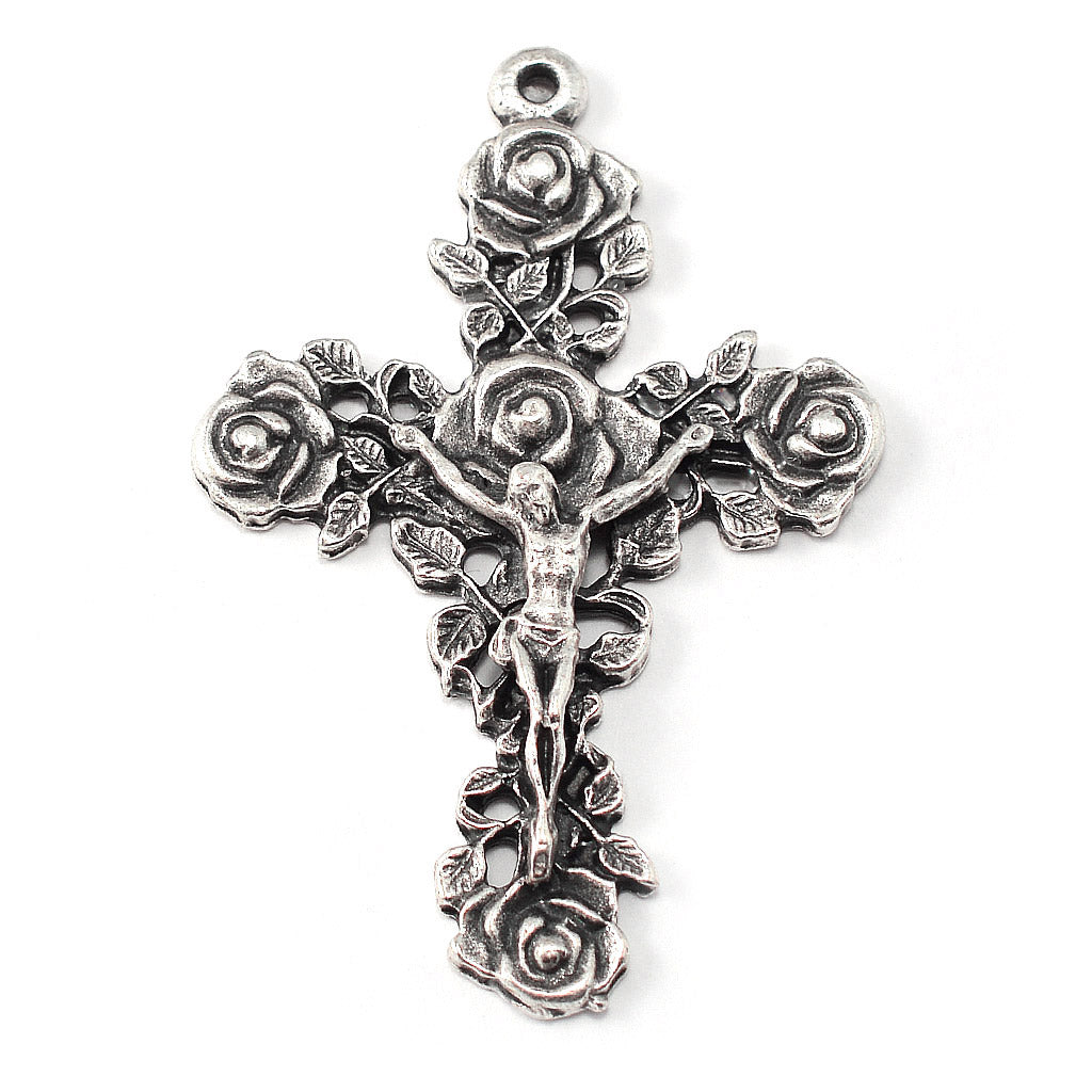 Saint Therese of Lisieux Blush &amp; Silver Roses Rosary