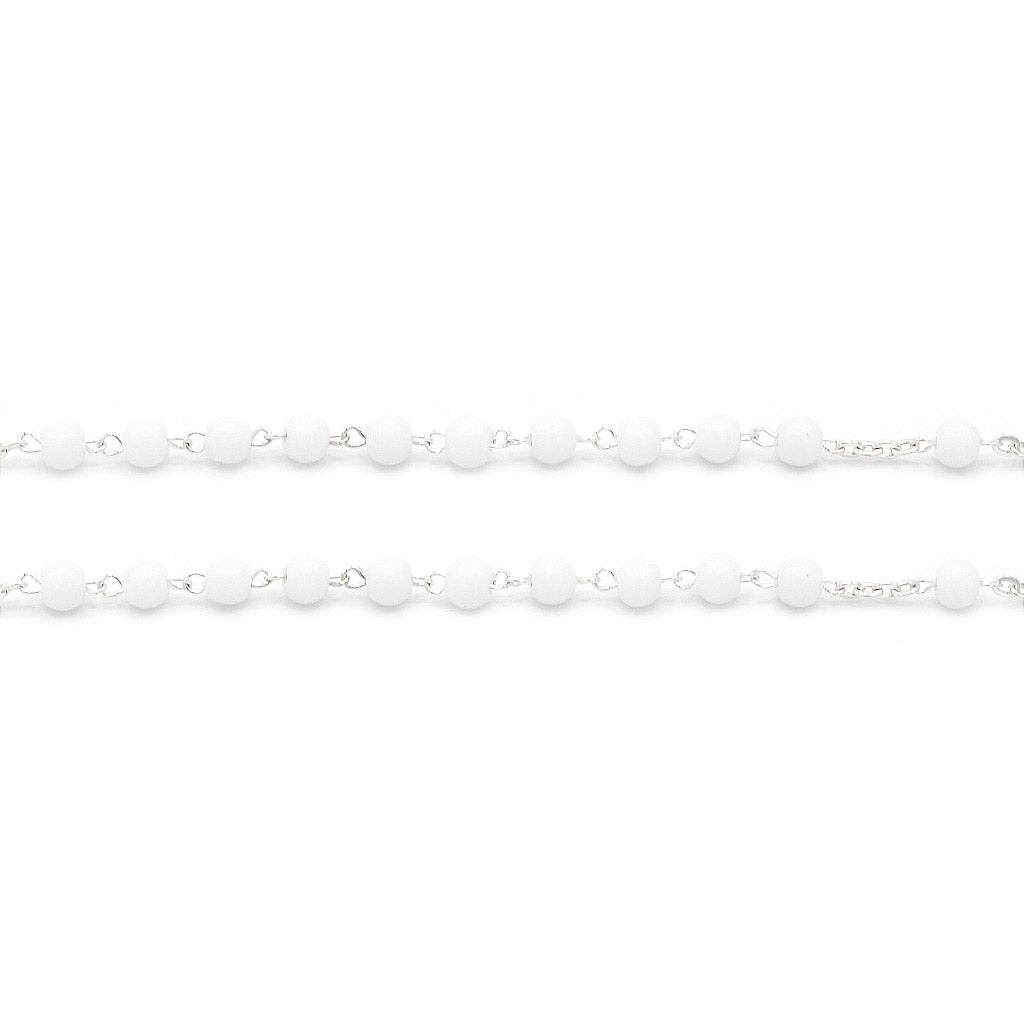 usa rosary white beads