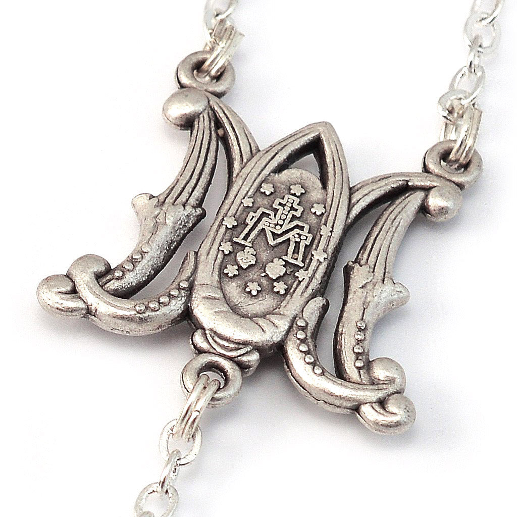 Miraculous Medal Silver Rosary