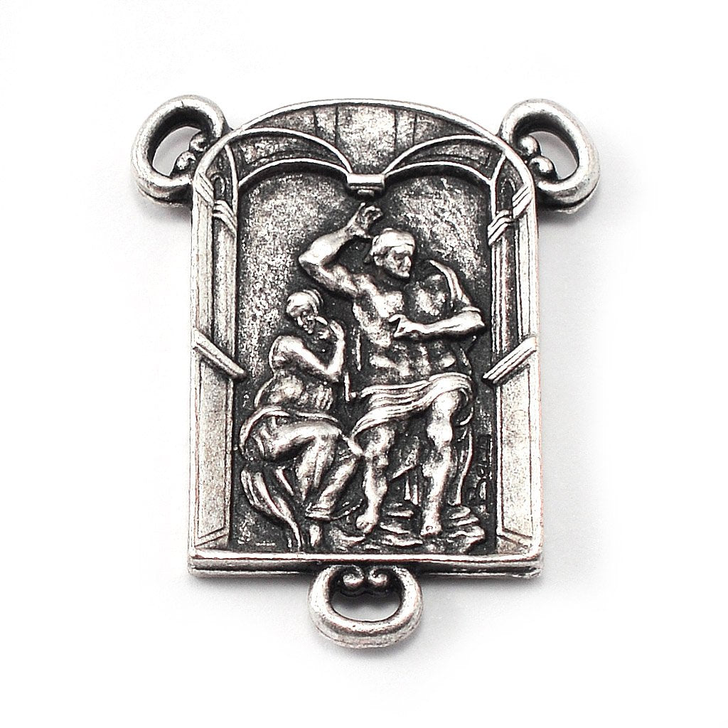 The Sistine Chapel Rosary in Silver with White Beads