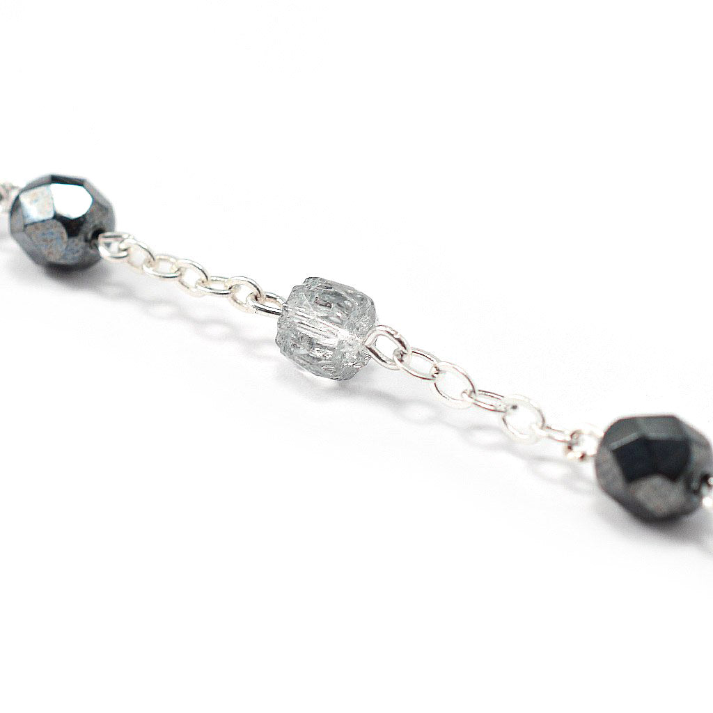 The Sistine Chapel Rosary in Silver with Black Crystal Beads
