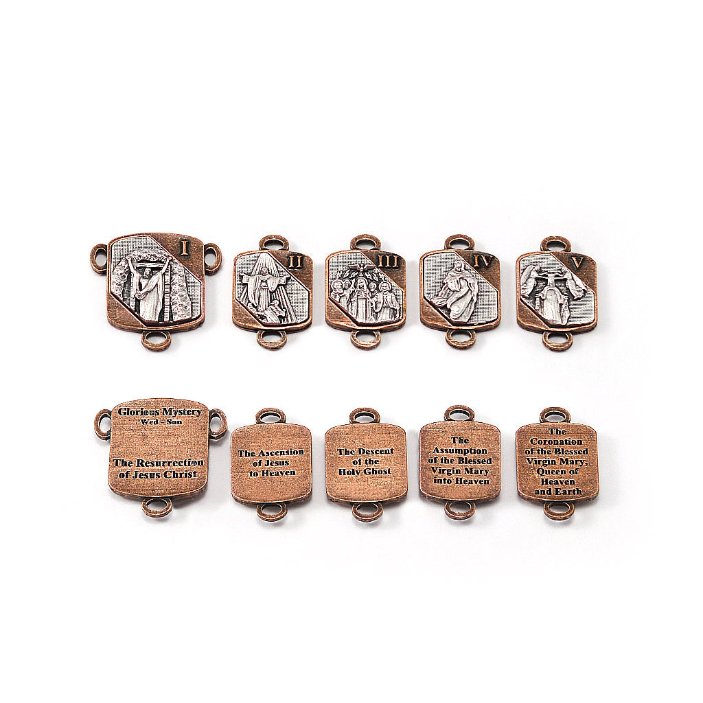 Catholic rosary featuring medals of the Glorious Mysteries