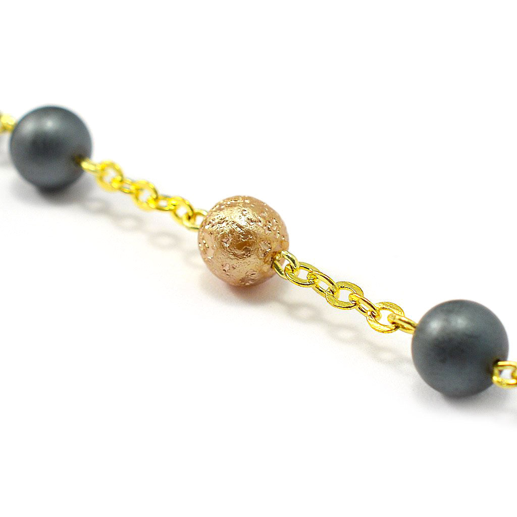 Saint Joseph Rosary in Silver, Gold &amp; Hematite