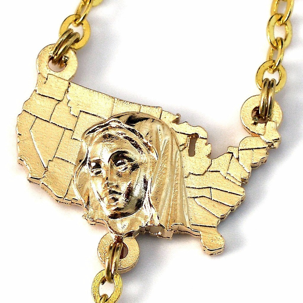 UNIQUE CREATIONS - The USA Rosary In Gold Finish